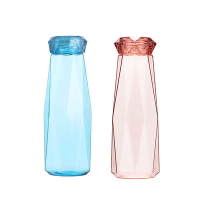 Διαφανή μπουκάλια νερό κατανάλωσης γυαλιού, αθλητικό μπουκάλι γυαλιού με το καπάκι διαμαντιών προμηθευτής