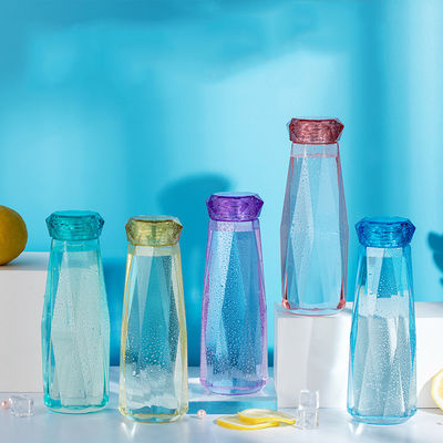 Διαφανή μπουκάλια νερό κατανάλωσης γυαλιού, αθλητικό μπουκάλι γυαλιού με το καπάκι διαμαντιών προμηθευτής