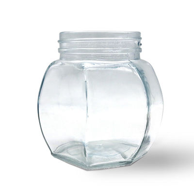 Διαφανές βάζο μελιού τροφίμων ασφαλές αεροστεγές, Hexagon βάζα γυαλιού μελιού αποθήκευσης προμηθευτής