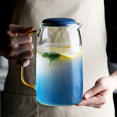 Χρωματισμένη στάμνα νερού γυαλιού 1550ml που τίθεται με 2 φλυτζάνια για το παγωμένο ποτό νερού προμηθευτής