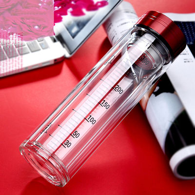 Φορητό διπλοτειχισμένο μπουκάλι νερό γυαλιού με το διηθητήρα/τη λαστιχένια σφραγίδα ανθεκτικούς προμηθευτής