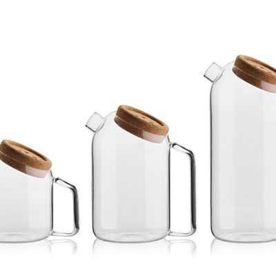 Σαφές Teapot γυαλιού μεγάλης περιεκτικότητας με τη στάμνα φίλτρων/νερού καπακιών του Κορκ κουμπιών προμηθευτής