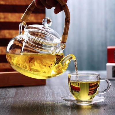 Σαφές Teapot γυαλιού καφέ/τσαγιού με την προστασία θερμικού κλονισμού λαβών μπαμπού προμηθευτής