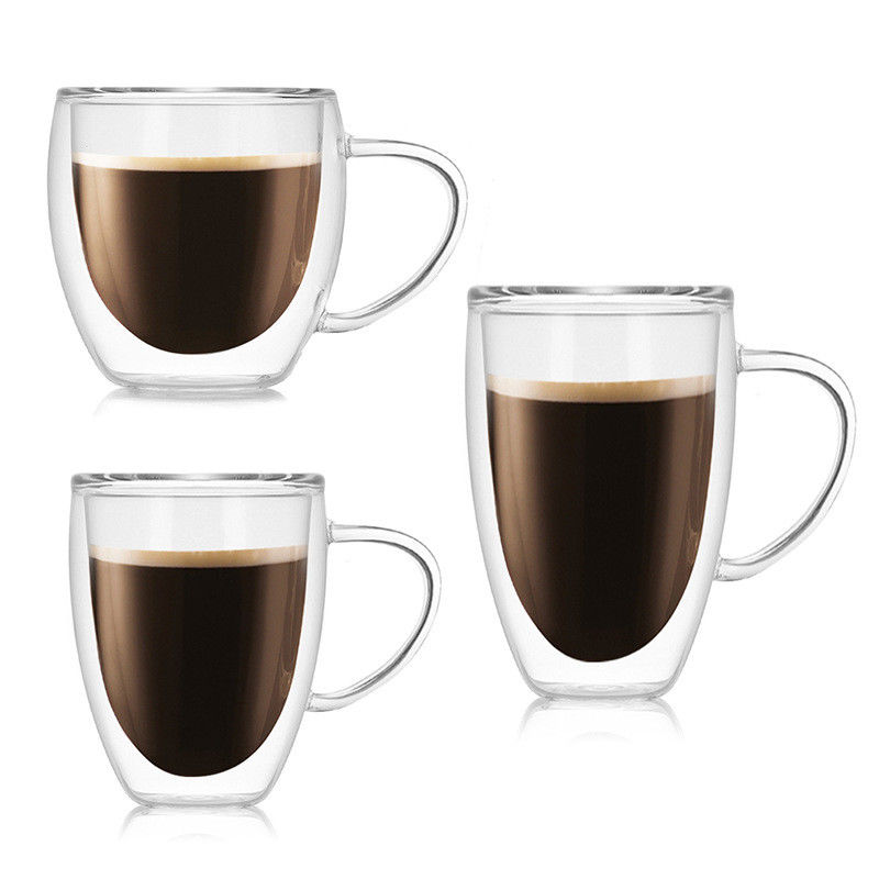 Ελαφριά διπλά βερνικωμένα φλυτζάνια καφέ, ασφαλή φλυτζάνια καφέ Pyrex πλυντηρίων πιάτων προμηθευτής