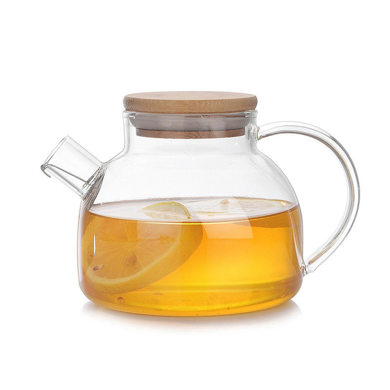 Οι μεγάλοι σωλήνες 1000ml καθαρίζουν Teapot γυαλιού την ασφαλή κατσαρόλα νερού με το καπάκι μπαμπού προμηθευτής